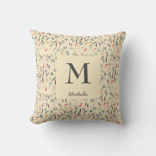 Hübsch   Creme   PERSONALISIERT   MONOGRAMM Kissen