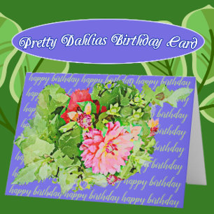Hübsch Dahlia Bouquet Happy Birthday Karte