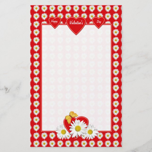 Hübsch Daisy Hearts Stationery Briefpapier (Vorderseite)
