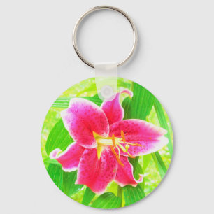 Hübsch Deep Pink Stargazer Liuon on Lime Green Schlüsselanhänger