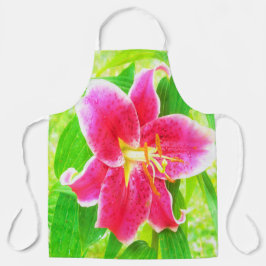 Hübsch Deep Pink Stargazer Liuon on Lime Green Schürze
