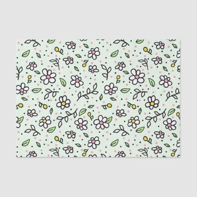 Hübsch Doodle Daisy Blume Niedlich Girly Pattern Seidenpapier (Vorderseite)