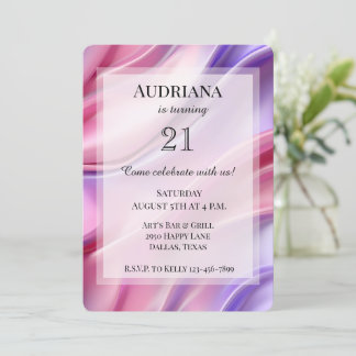 Hübsch Dreamy Pink Lila Geburtstag Einladung