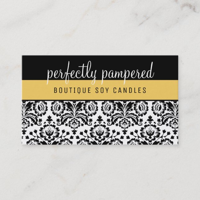 HÜBSCH ELEGANT DAMASK-Muster schwarz gelb Visitenkarte (Vorderseite)