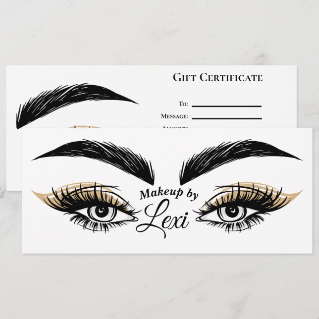 Hübsch Eyes Beauty Salon Lashes Geschenkgutschein Einladung (Vorne/Hinten)