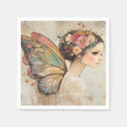 Hübsch Fairy Boho Butterfly & Floral Pastell Serviette