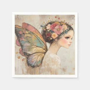 Hübsch Fairy Boho Butterfly & Floral Pastell Serviette