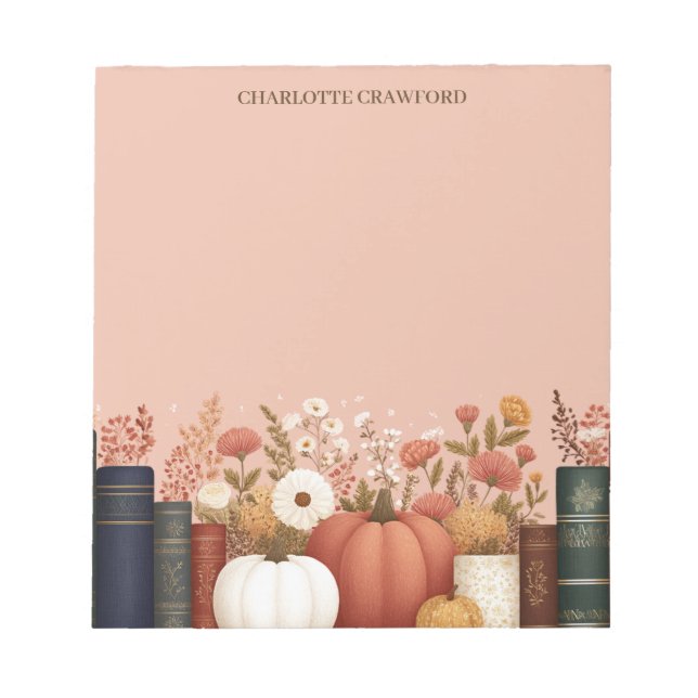 Hübsch Fall Floral Bookish Notizblock (Vorderseite)