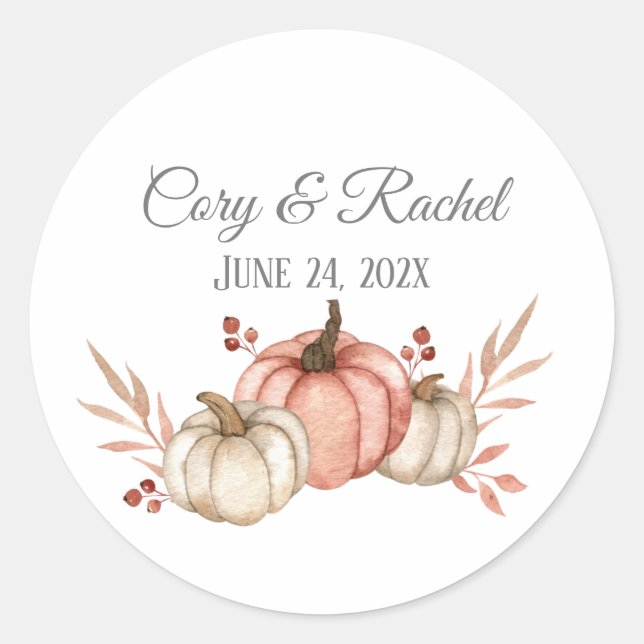 Hübsch Fall Pumpkin Bouquet Wedding Runder Aufkleber (Vorderseite)