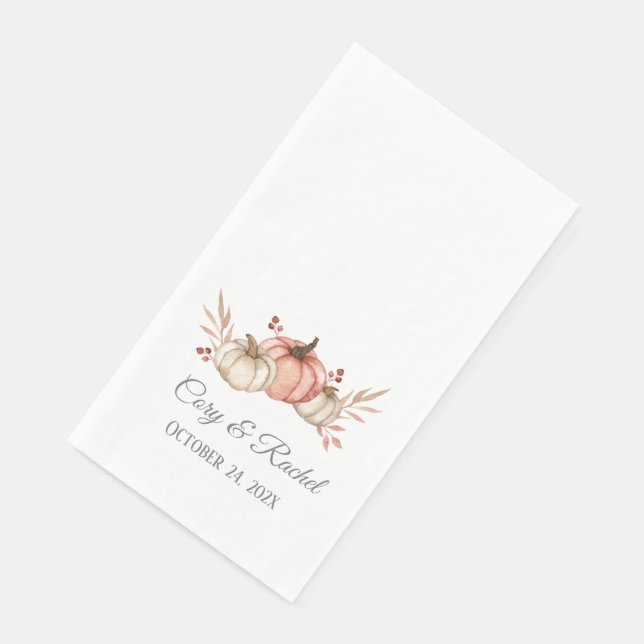 Hübsch Fall Pumpkin Bouquet Wedding Serviette (Ecke)