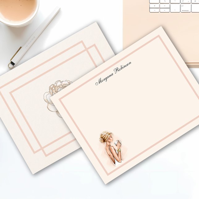 Hübsch Fashionista Name Personalisiert Flat Mitteilungskarte (Von Creator hochgeladen)
