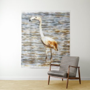 Hübsch Flamingo Fledgling Watercolor Wandteppich