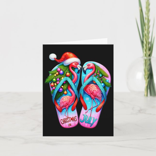 Hübsch Flamingo Flip Flops Tropical Summer Christm Karte (Vorderseite)