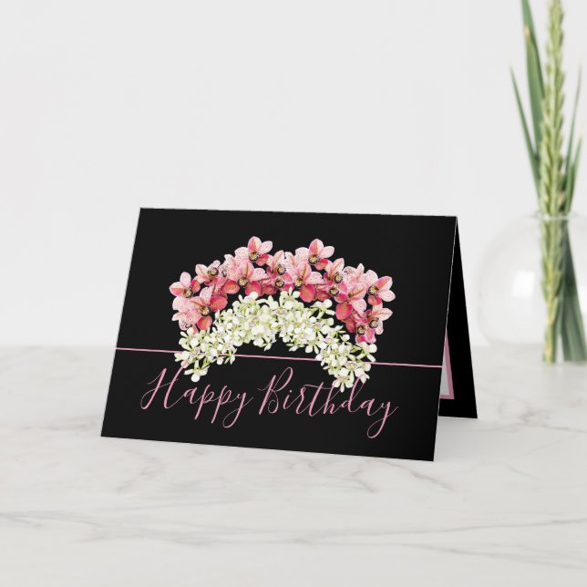 Hübsch Floral Bouquet Orchid Crown Blume Geburtsta Karte (Vorderseite)