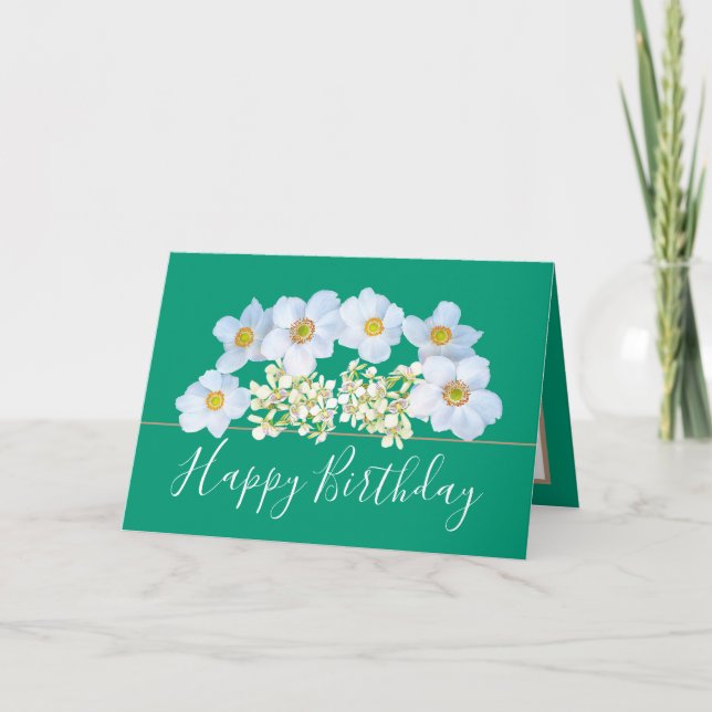 Hübsch Floral Bouquet Weißer Orchid Blume Geburtst Karte (Vorderseite)