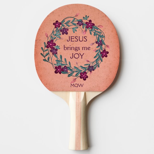 Hübsch Floral JESUS BRINGS ME JOG Monogram Tischtennis Schläger (Vorderseite)