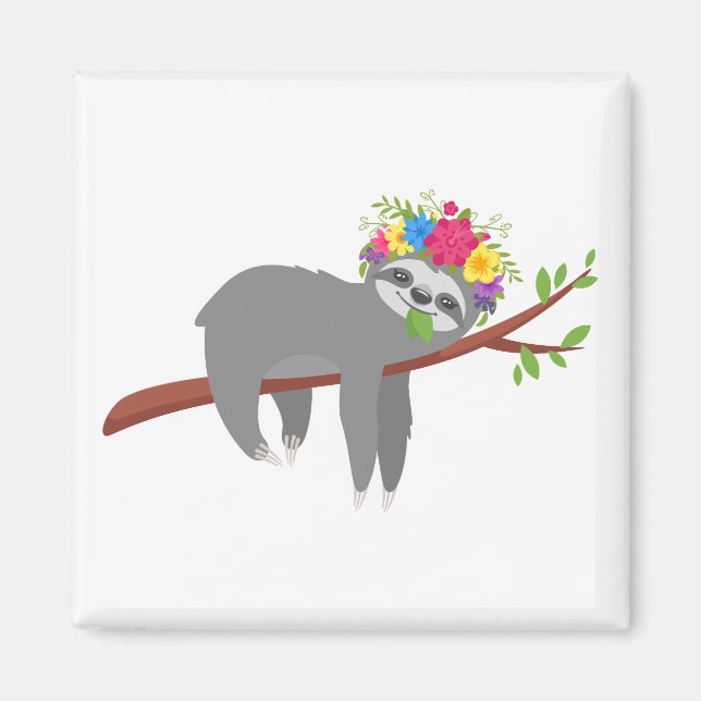Hübsch Floral Sloth Magnet (Vorne)