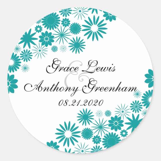 Hübsch Florals Aquamarin Stickers (Vorderseite)