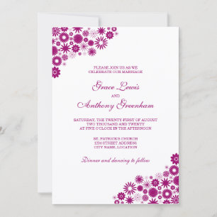 Hübsch Florals Dark Fuchsia Einladung zur Hochzeit