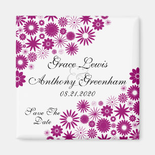 Hübsch Florals Dark Fuchsia Speichern Sie das Date Magnet