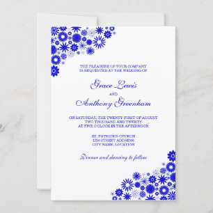 Hübsch Florals Royal Blue Wedding Einladung