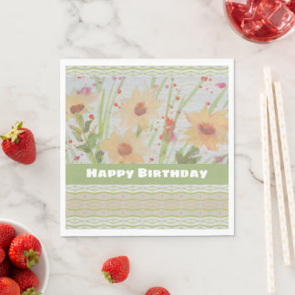 Hübsch Flower Birthday Paper Napkins Serviette