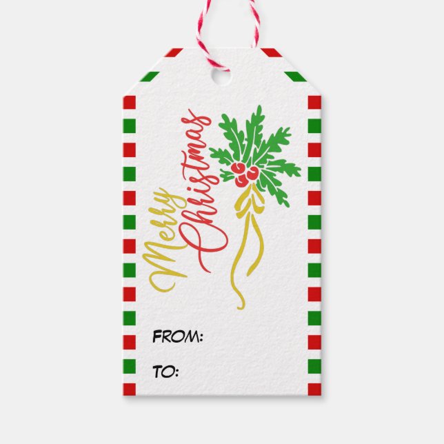 Hübsch frohe Weihnachtsmistletodie Custom From To Geschenkanhänger (Vorderseite)