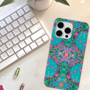 Hübsch Fun Blue Boho Herz Blume Muster Case-Mate iPhone Hülle