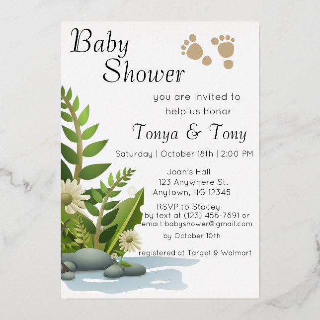 Hübsch Garden Baby Shower Foil Einladung (Vorderseite)