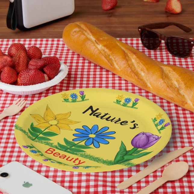 Hübsch Garden Blume Tulip Sonnenblume Pappteller (Picknick)