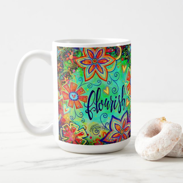 Hübsch Geblüht floral Inspiration Girl Kaffeetasse (Mit Donut)