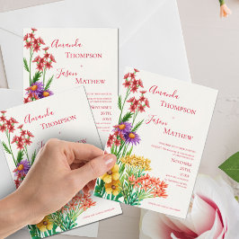 Hübsch-Gelb-Lila-Orange-Wildblumen Hochzeit Postkarte