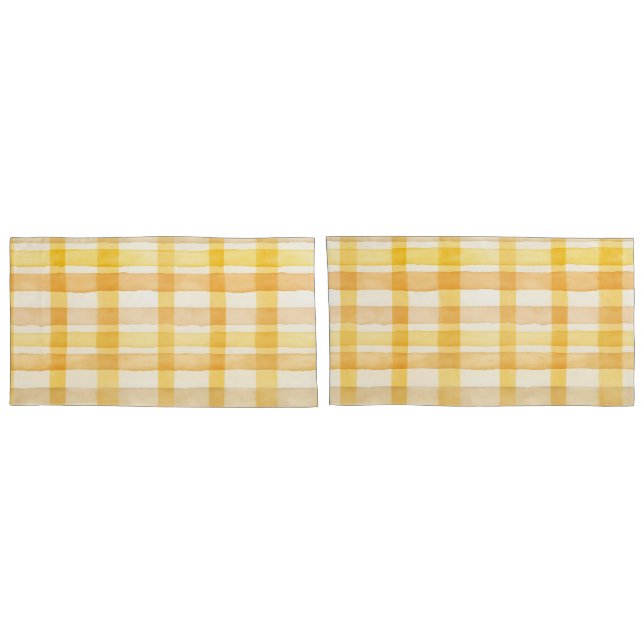 Hübsch-gelb-orangefarbenes Muster des Karos Kissenbezug (Rückseite-Set)