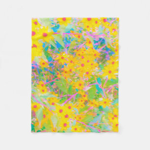 Hübsch-Gelb-Rot-Blume mit Türkis Fleecedecke