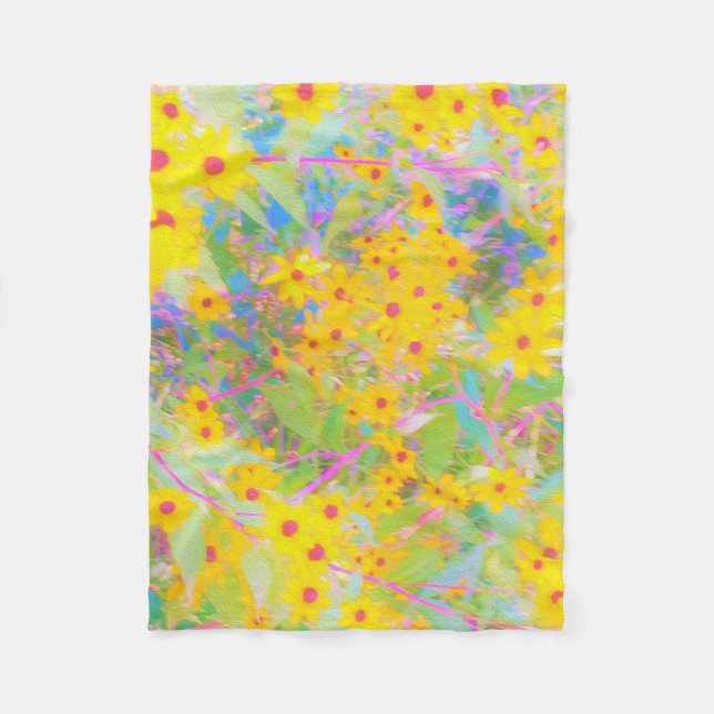 Hübsch-Gelb-Rot-Blume mit Türkis Fleecedecke (Vorderseite)