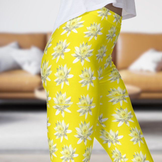 Hübsch Gelbblass Blütenmuster Leggings (Pale Bloom on Aureolin)