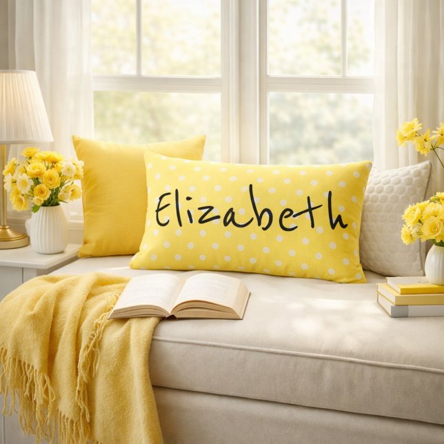 Hübsch-Gelbe Polka-Punkte Lendenkissen (Von Creator hochgeladen)