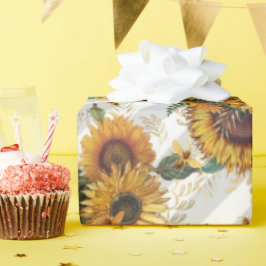 Hübsch-Gelbe Sonnenblume Bouquet Bienen Geschenkpapier