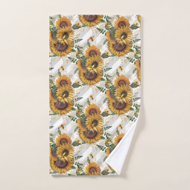 Hübsch-Gelbe Sonnenblume Bouquet Bienen Handtuch (Handtuch)