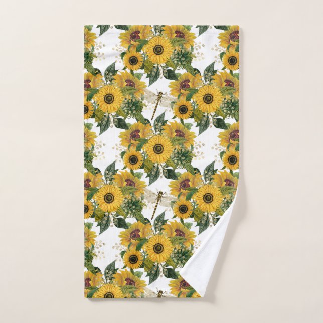 Hübsch-Gelbe Sonnenblume Bouquet-Libellen Handtuch (Handtuch)