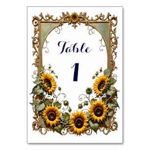 Hübsch Gelbe Sonnenblume mit Kunstrahmen Hochzeit Tischnummer