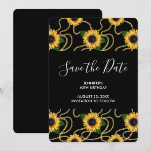 Hübsch Gelbe Sonnenblumen Stilvolles Muster Geburt Save The Date