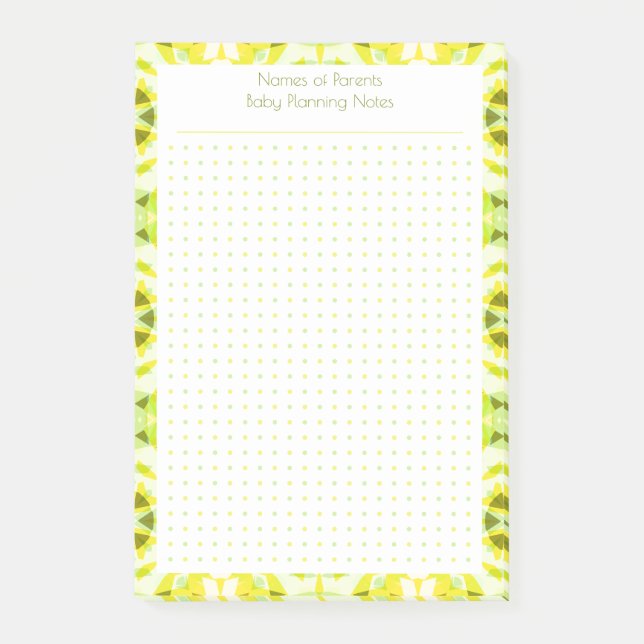 Hübsch Gelber Dot Grid New Mum Baby Planner Post-it Klebezettel (Vorderseite)