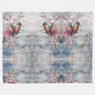 Hübsch gestrichene Kingfisher und Blume Fleecedecke