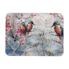 Hübsch gestrichene Kingfisher und Blume Magnet