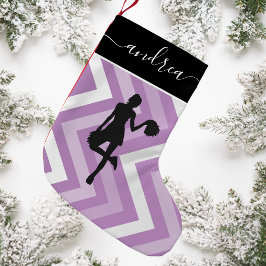 Hübsch Girl Cheerleader Silhouette Girl Pink Name Kleiner Weihnachtsstrumpf