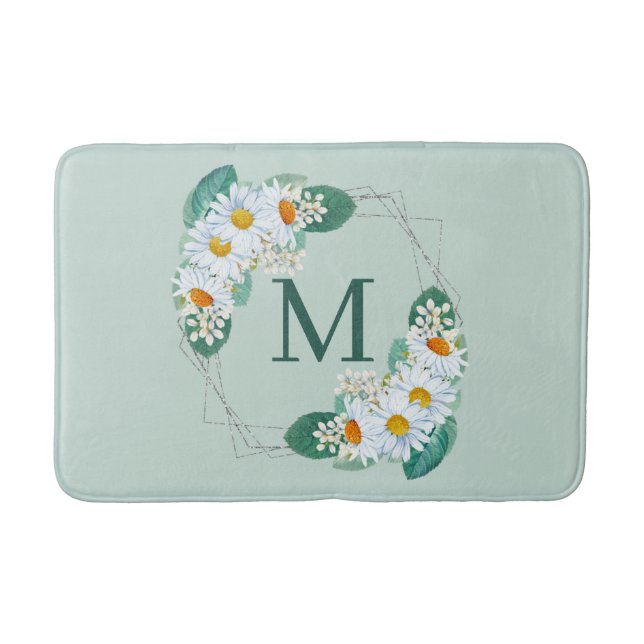 Hübsch Girl-Floral-Silber-Monogramm Badematte (Vorderseite)