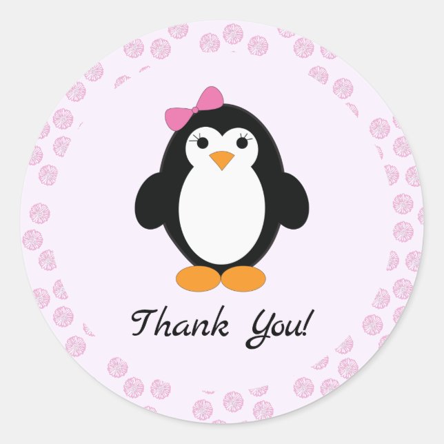 Hübsch Girl Penguin Runder Aufkleber (Vorderseite)