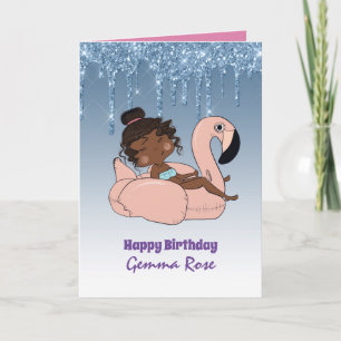 Hübsch Girly Black Girl zum Geburtstag - Viele The Karte