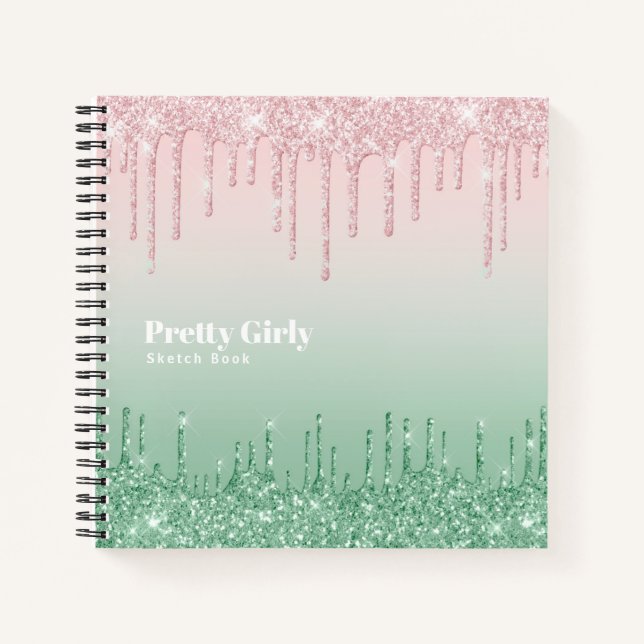 Hübsch Girly Glitzer Glam Sketchbook Doodles Notes Notizbuch (Vorderseite)